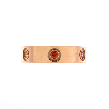 Cartier Love 6 Stone Band Ring 18K Rose Gold with Sapphires, Garnets and Amethyst
