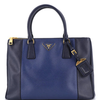 Prada Bicolor Double Zip Lux Tote Saffiano Leather Medium