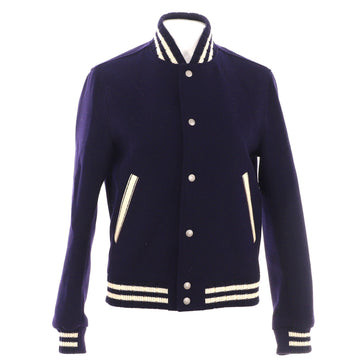 Saint Laurent Women's Logo Teddy Bomber Jacket Wool Blend