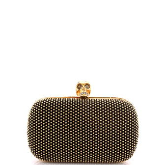 Alexander McQueen Skull Box Convertible Clutch Studded Suede Small