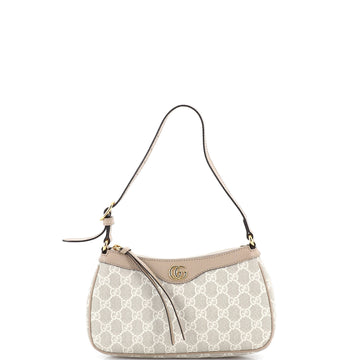 Gucci Ophidia Zip Pochette Shoulder Bag GG Coated Canvas with Leather Small
