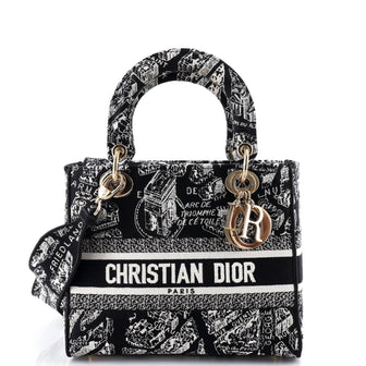 Christian Dior Lady D-Lite Bag Embroidered Canvas Medium