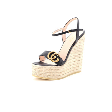 Gucci Women's GG Marmont Wedge Espadrille Sandals Leather
