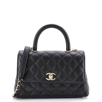 Chanel Coco Top Handle Bag Quilted Caviar Mini