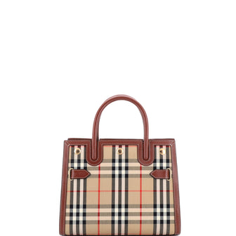 Burberry Title Two Handle Tote Vintage Check Canvas and Leather Mini