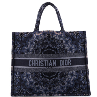 Christian Dior Book Tote Embroidered Canvas Large