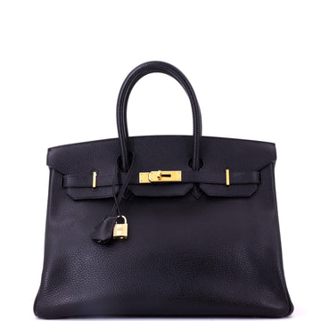 Hermes Birkin Handbag Black Ardennes with Gold Hardware 35
