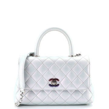 Chanel Coco Top Handle Bag Quilted Iridescent Caviar with Gradient Hardware Mini