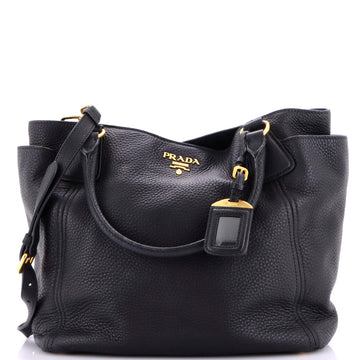 Prada Side Pocket Convertible Tote Vitello Daino Large