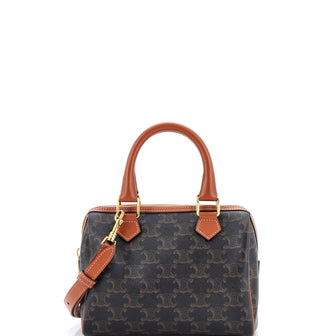 Celine Boston Bag Triomphe Coated Canvas Small