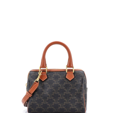 Celine Boston Bag Triomphe Coated Canvas Small