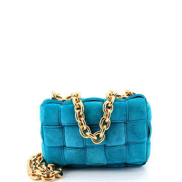 Bottega Veneta Cassette Chain Crossbody Bag Padded Maxi Intrecciato Suede