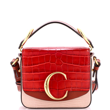 Chloe C Flap Bag Crocodile and Lizard Embossed Leather Mini