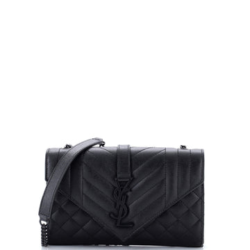Saint Laurent Classic Monogram Envelope Satchel Mixed Matelasse Leather Small