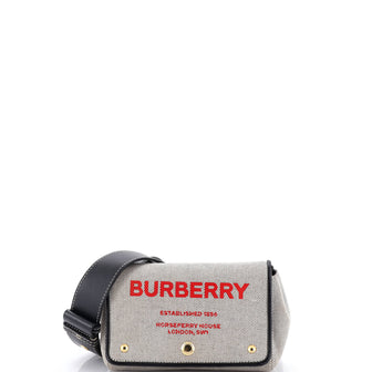 Burberry Hackberry Shoulder Bag Canvas with Leather Small