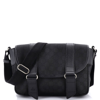 Gucci Double Belt Flap Messenger GG Canvas with Perforated Leather Medium