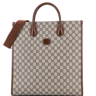 Gucci Vertical Structured Top Handle Open Tote GG Coated Canvas Medium