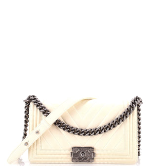 Chanel Boy Flap Bag Chevron Calfskin Old Medium