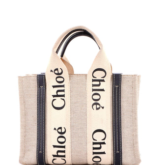Chloe Woody Tote Canvas with Leather Small