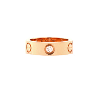 Cartier Love 3 Diamonds Band Ring 18K Rose Gold with Diamonds