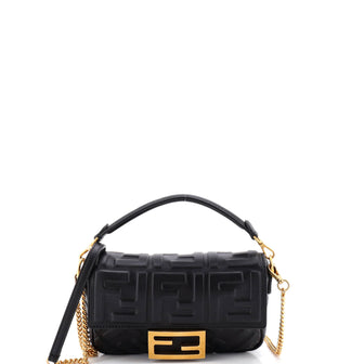 Fendi Baguette NM Bag Zucca Embossed Leather Mini