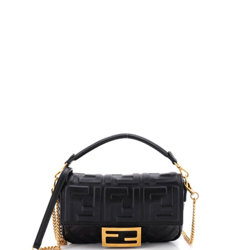 Fendi Baguette NM Bag Zucca Embossed Leather Mini