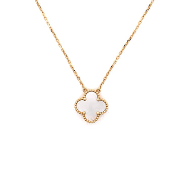 Van Cleef & Arpels Vintage Alhambra Pendant Necklace 18K Yellow Gold and Mother of Pearl