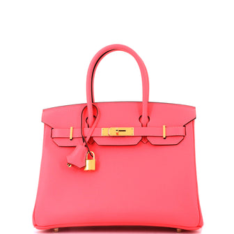 Hermes Birkin Handbag Pink Epsom with Gold Hardware 30