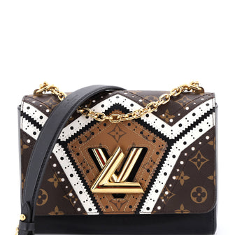 Louis Vuitton Twist Handbag Limited Edition Brogue Reverse Monogram Canvas and Leather MM
