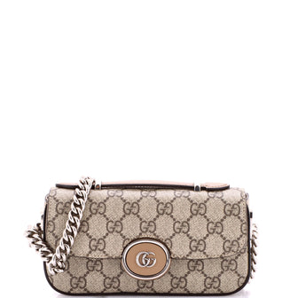 Gucci Petite GG Flap Shoulder Bag GG Coated Canvas Mini