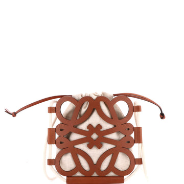Loewe Anagram Cut Out Crossbody Bag Leather with Canvas Mini