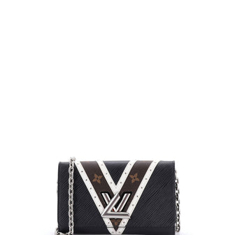 Louis Vuitton Twist Chain Wallet Epi Leather with Monogram Canvas and Studded Leather