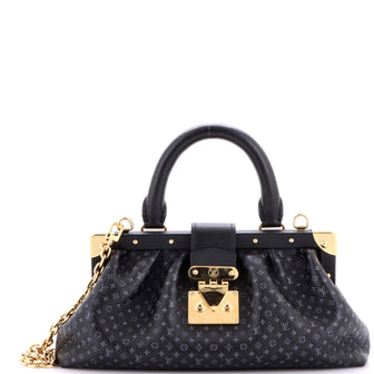 Louis Vuitton Top Handle Frame Clutch Nanogram Embossed Leather