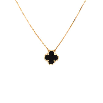 Van Cleef & Arpels Vintage Alhambra Pendant Necklace 18K Yellow Gold and Onyx