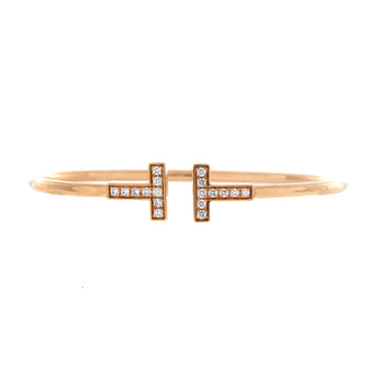 Tiffany & Co. T Wire Bracelet 18K Rose Gold with Diamonds