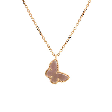 Van Cleef & Arpels Sweet Alhambra Butterfly Pendant Necklace 18K Yellow Gold and Mother of Pearl