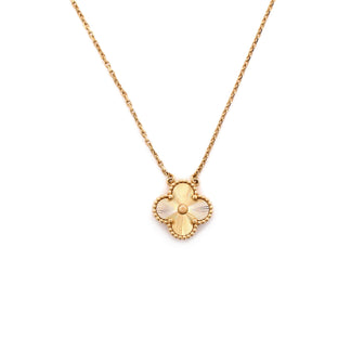 Van Cleef & Arpels Vintage Alhambra Pendant Necklace Guilloche 18K Yellow Gold