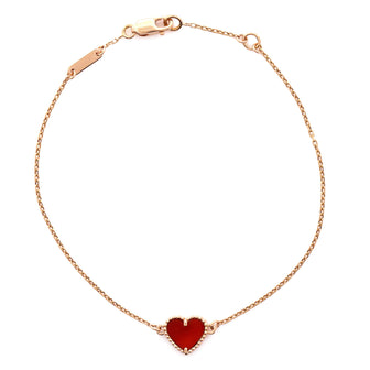 Van Cleef & Arpels Sweet Alhambra Heart Bracelet 18K Rose Gold with Carnelian