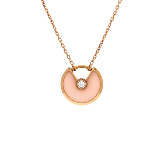 Cartier Amulette de Cartier Pendant Necklace 18K Rose Gold with Pink Opal and Diamond XS