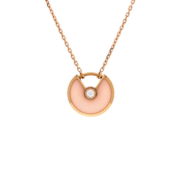 Cartier Amulette de Cartier Pendant Necklace 18K Rose Gold with Pink Opal and Diamond XS