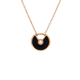 Cartier Amulette de Cartier Pendant Necklace 18K Rose Gold with Onyx and Diamond XS