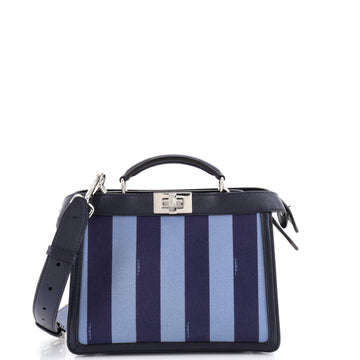 Fendi Peekaboo ISeeU Briefcase Pequin Canvas with Leather Mini