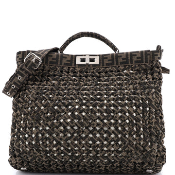 Fendi Peekaboo Bag Woven Zucca Canvas Medium