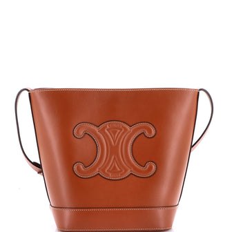 Celine Cuir Triomphe Bucket Bag Leather Small