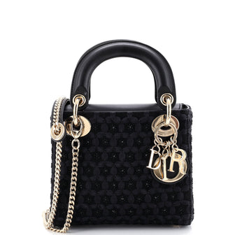 Christian Dior Lady Dior Chain Bag Embellished Satin Mini