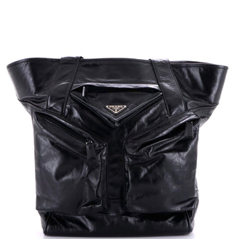 Prada Triple Front Pocket Tote Leather Tall