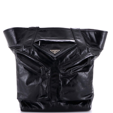 Prada Triple Front Pocket Tote Leather Tall