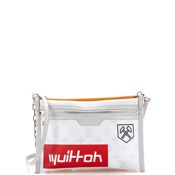 Louis Vuitton Double Flat Messenger Bag Limited Edition Logo Story Monogram Canvas and Denim