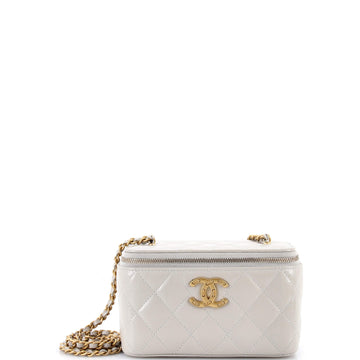 Chanel Classic Vanity Case with Chain Quilted Shiny Calfskin Small