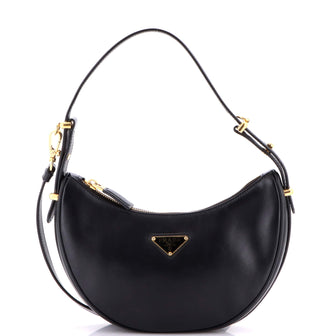 Prada Arque Half Moon Hobo Leather Mini